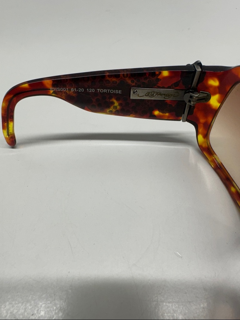 Ed Hardy Sunglasses Oversized Tortoise Shell Tattoo Skull Y2K 2000 True Vintage - Picture 6 of 9